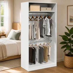 Engineered Wood White Wardrobe Cupboard 100x50x200cm