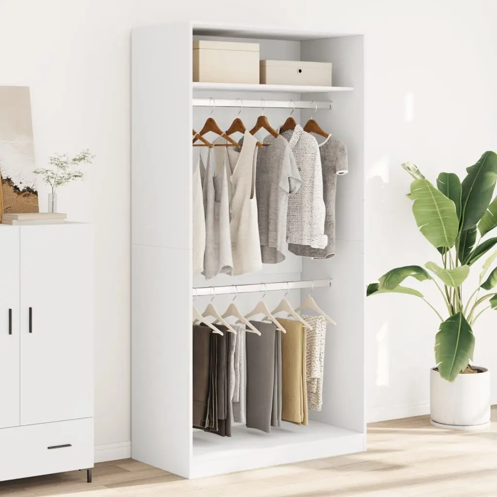 Engineered Wood White Wardrobe Cupboard 100x50x200cm
