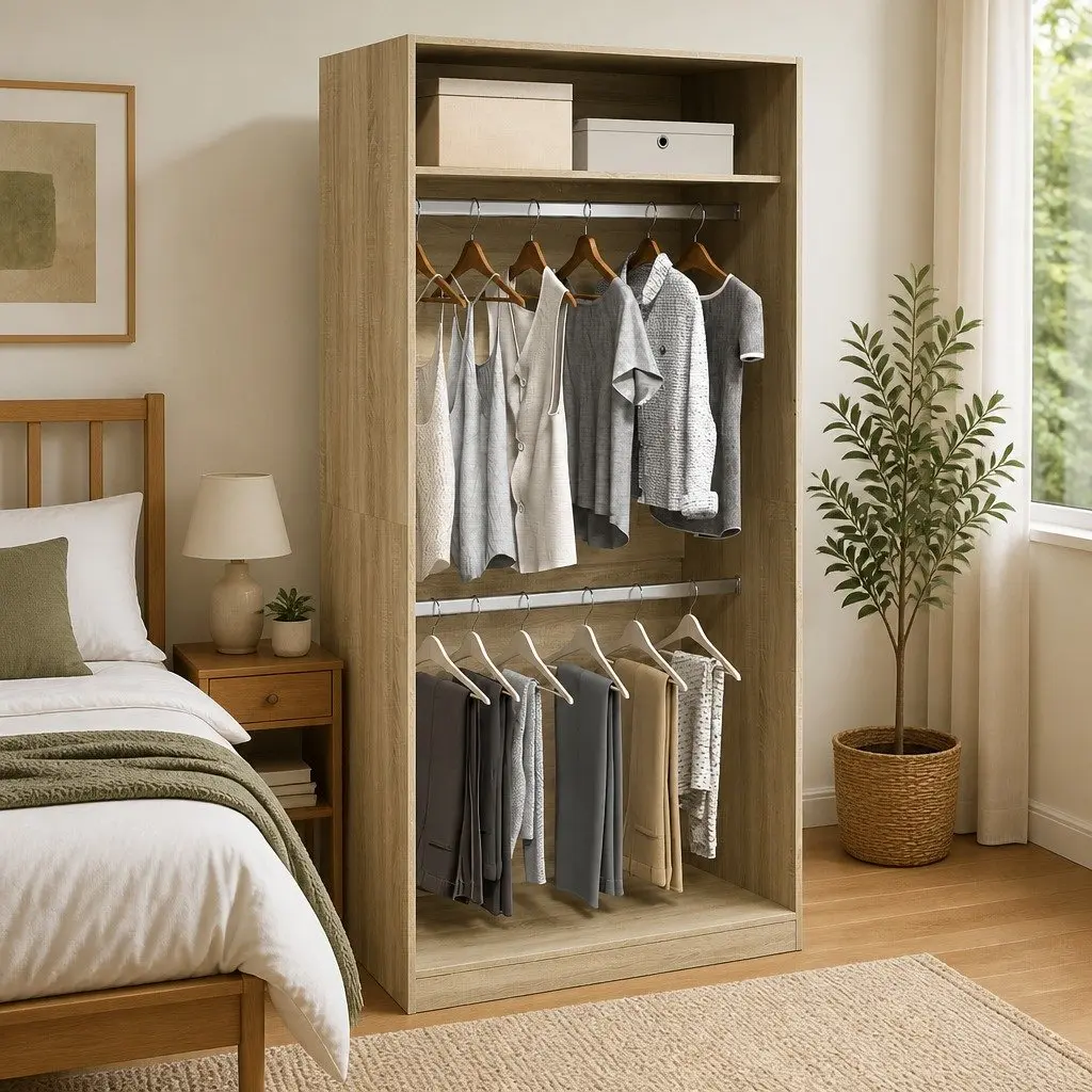 Wardrobe Cupboard 100x50x200cm with 2 Compartments