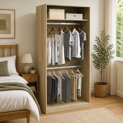 Durable Wardrobe Cupboard 100x50x200cm with 2 Compartments