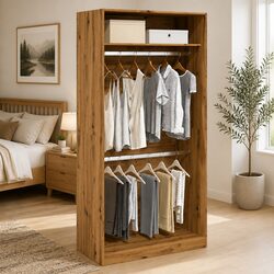 Wardrobe Cupboard 100x50x200cm Brown Engineered Wood Storage 2 Compartments