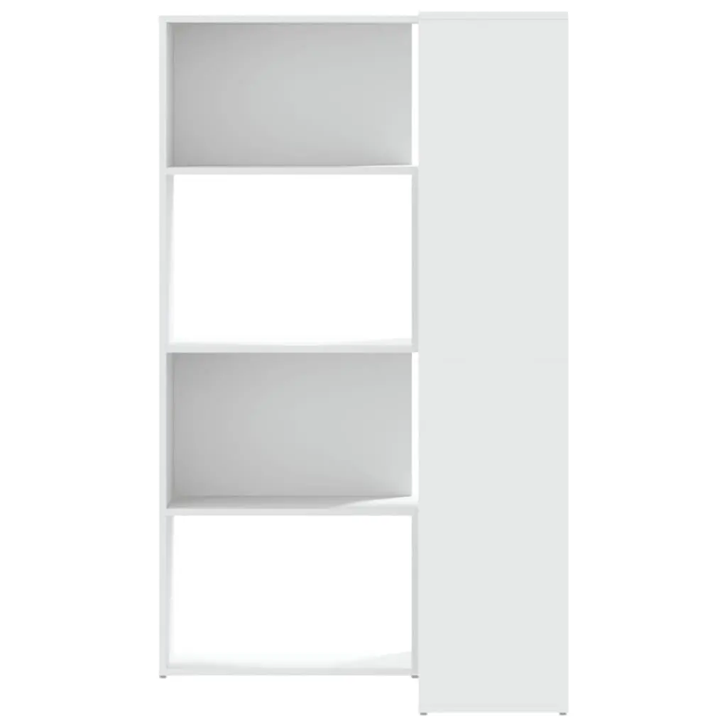 4-Tier White Corner Bookcase, Engineered Wood