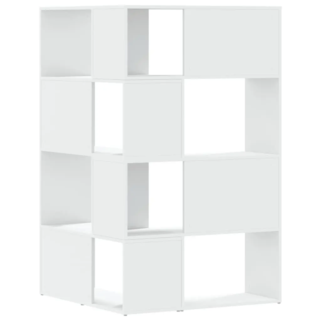 4-Tier White Corner Bookcase, Engineered Wood