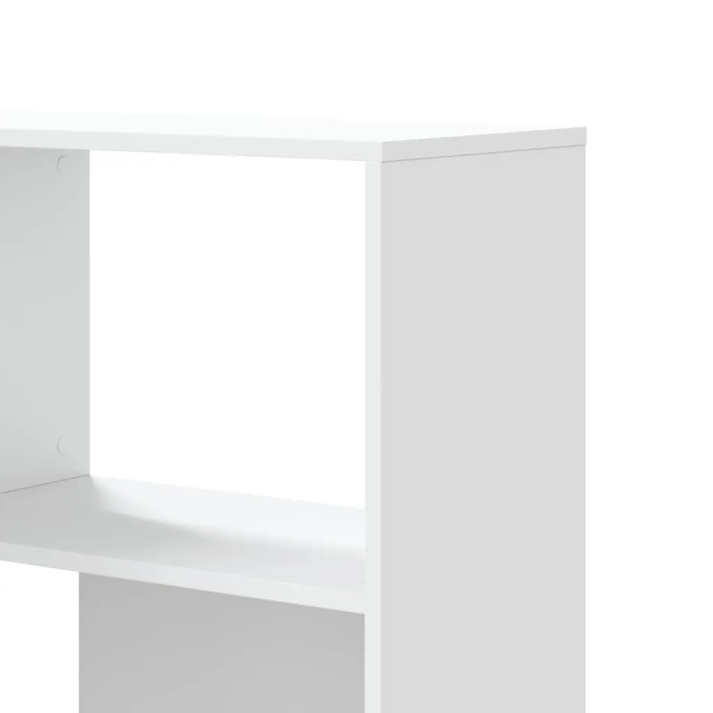 4-Tier White Corner Bookcase, Engineered Wood