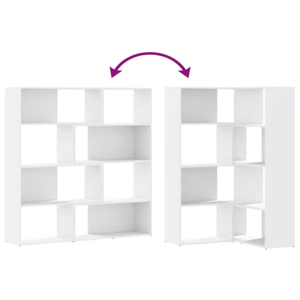 4-Tier White Corner Bookcase, Engineered Wood