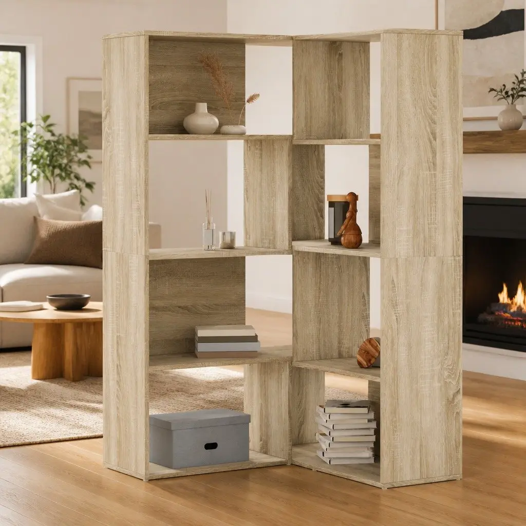 4-Tier Corner Bookcase in Sonoma Oak