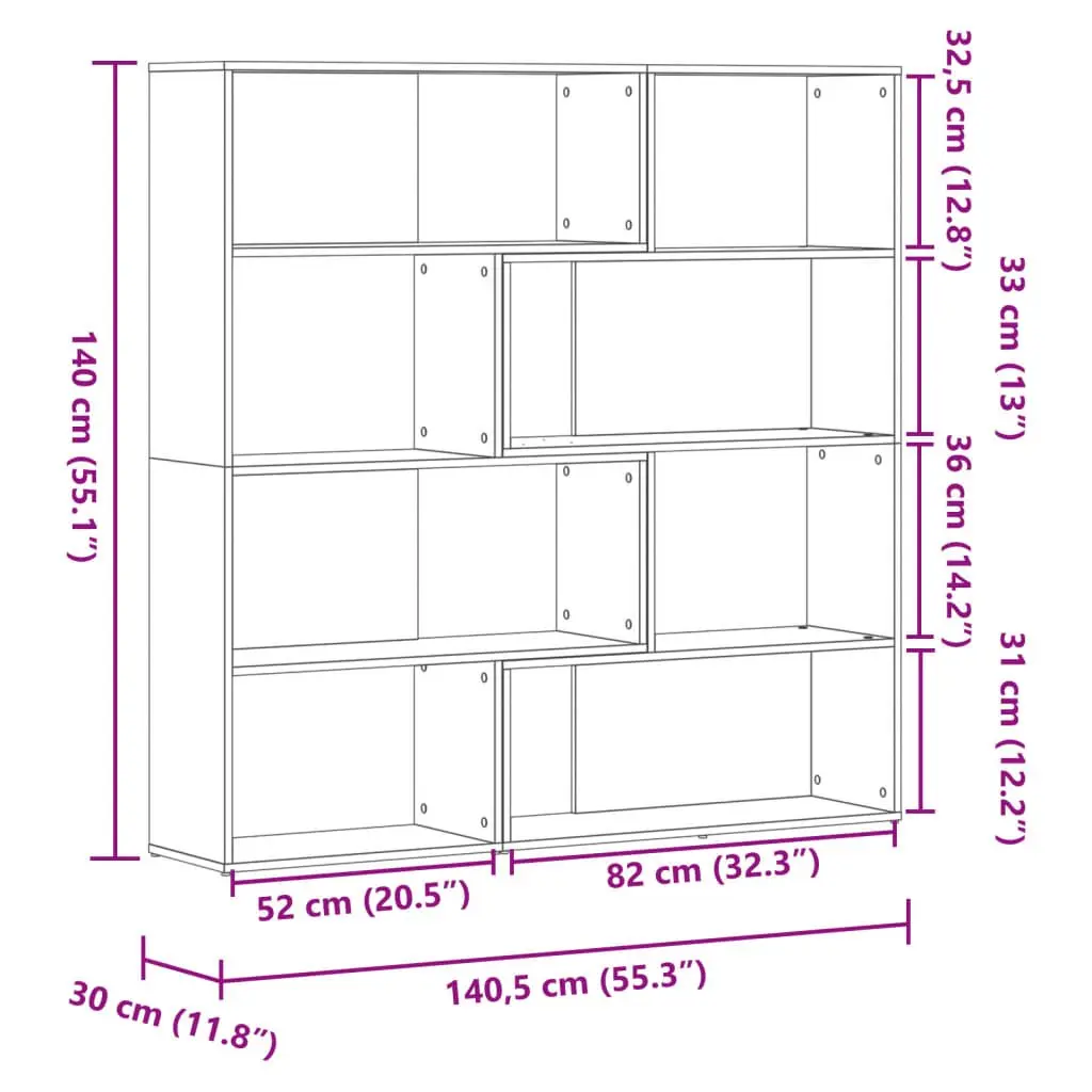 4-Tier Corner Bookcase in Sonoma Oak