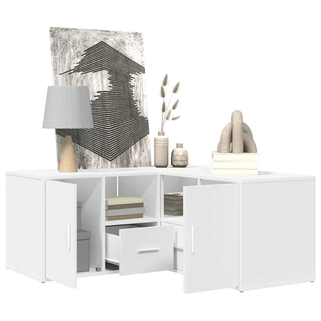 White Corner Cabinet with Durable Engineered Wood
