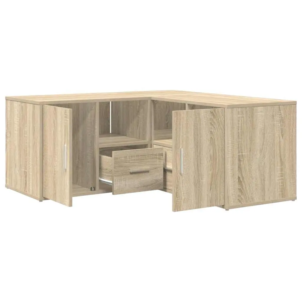Brown Engineered Wood Corner Cabinet for Storage and Display