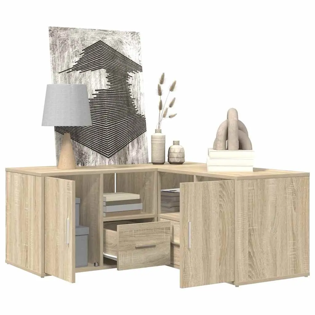 Brown Engineered Wood Corner Cabinet for Storage and Display