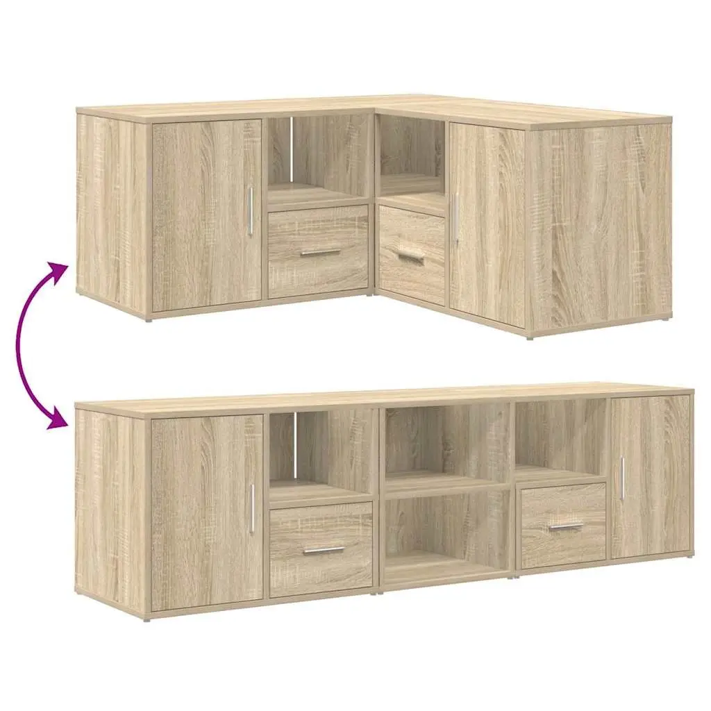 Brown Engineered Wood Corner Cabinet for Storage and Display