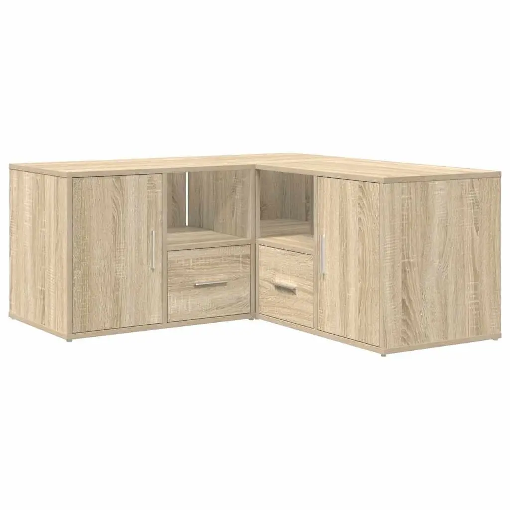 Brown Engineered Wood Corner Cabinet for Storage and Display