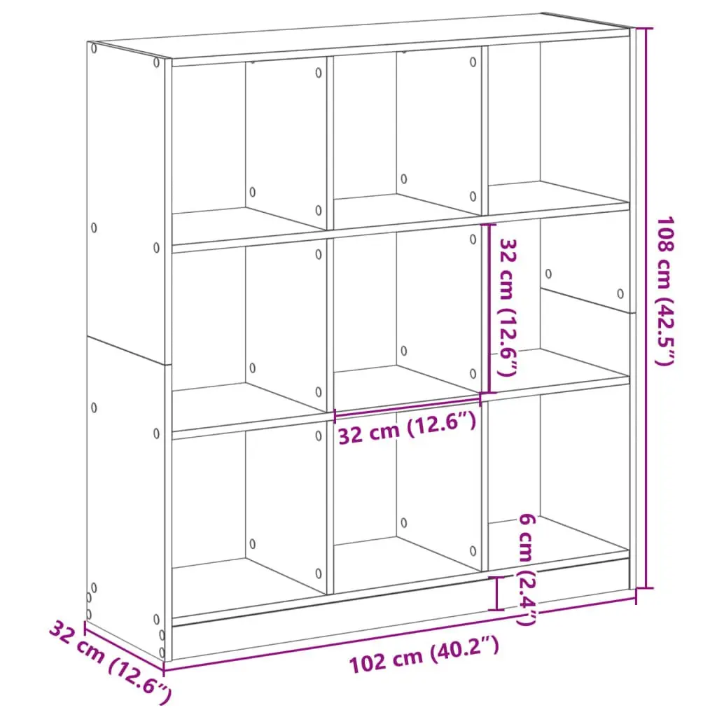 White Bookcase with 9 Compartments