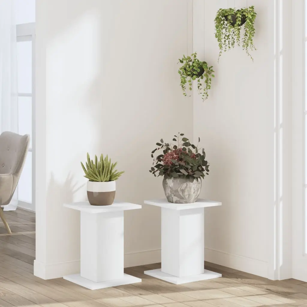 Plant Stands Engineered Wood 30x30x40 cm White 2 Piece