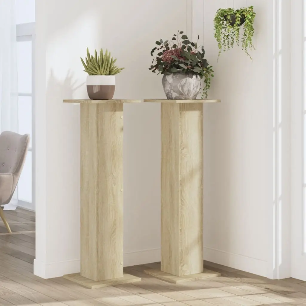 Plant Stands Engineered Wood 30x30x95 cm Brown 2 Piece
