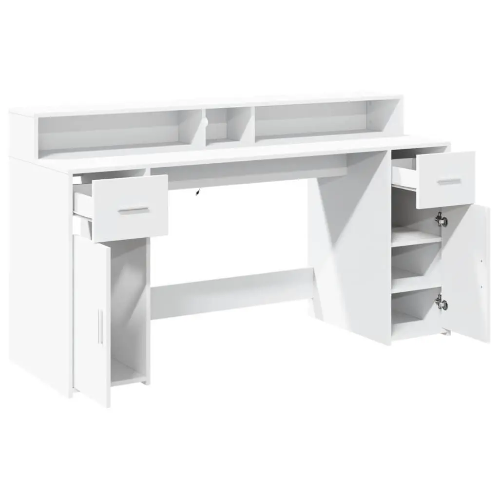 White Office Desk with RGB LED Lighting