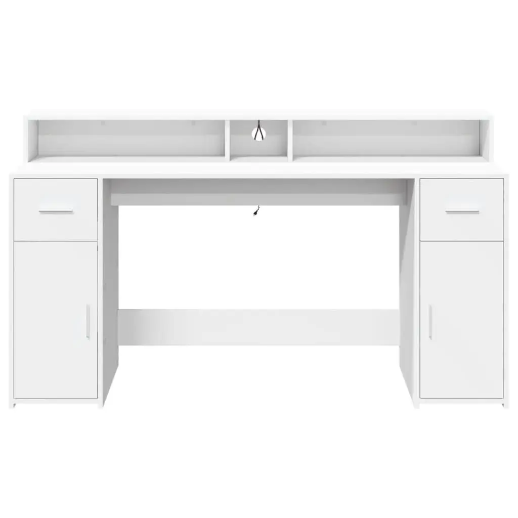White Office Desk with RGB LED Lighting