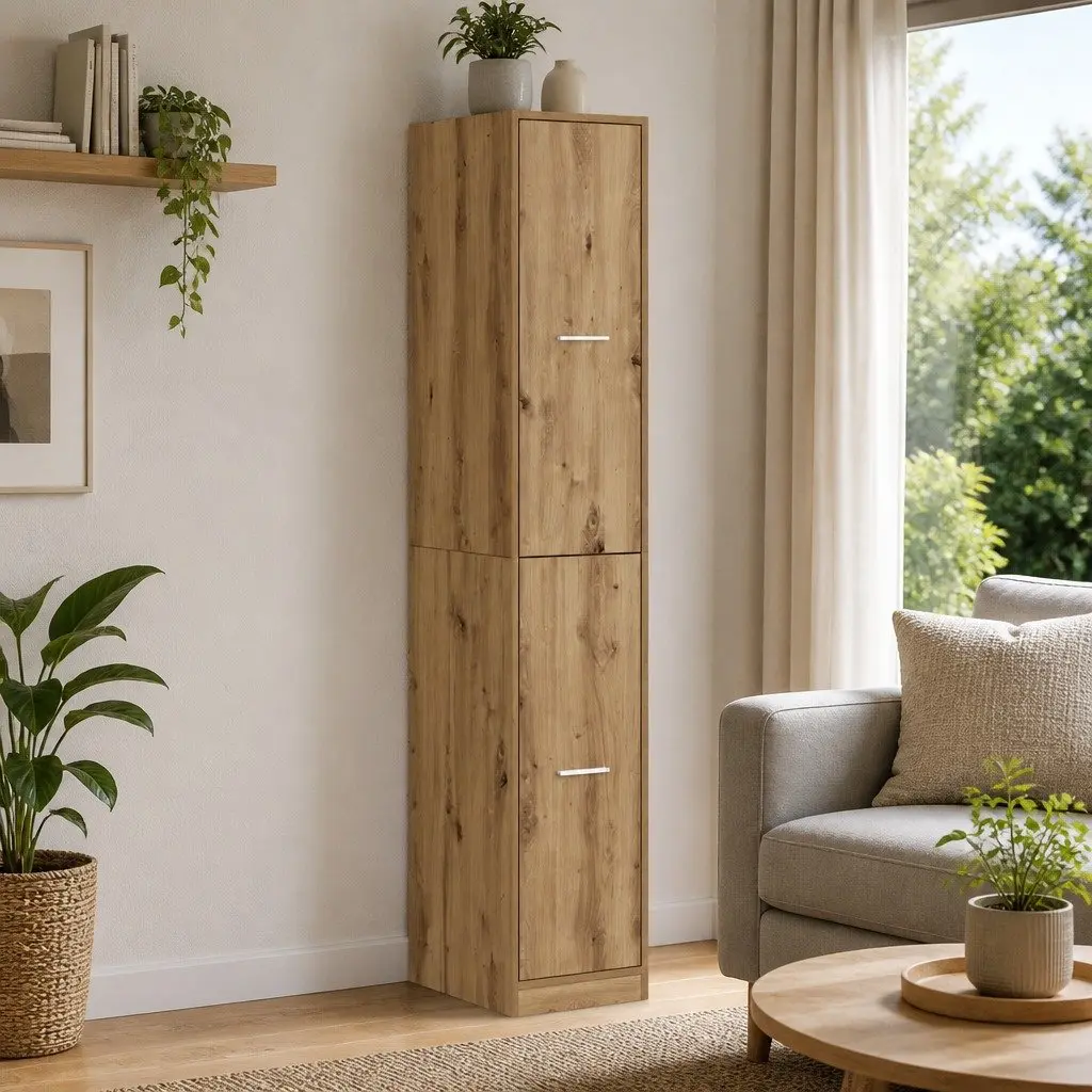Apothecary Storage Cabinet in Brown Engineered Wood