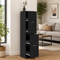 Engineered Wood Black Apothecary Cabinet for Storage