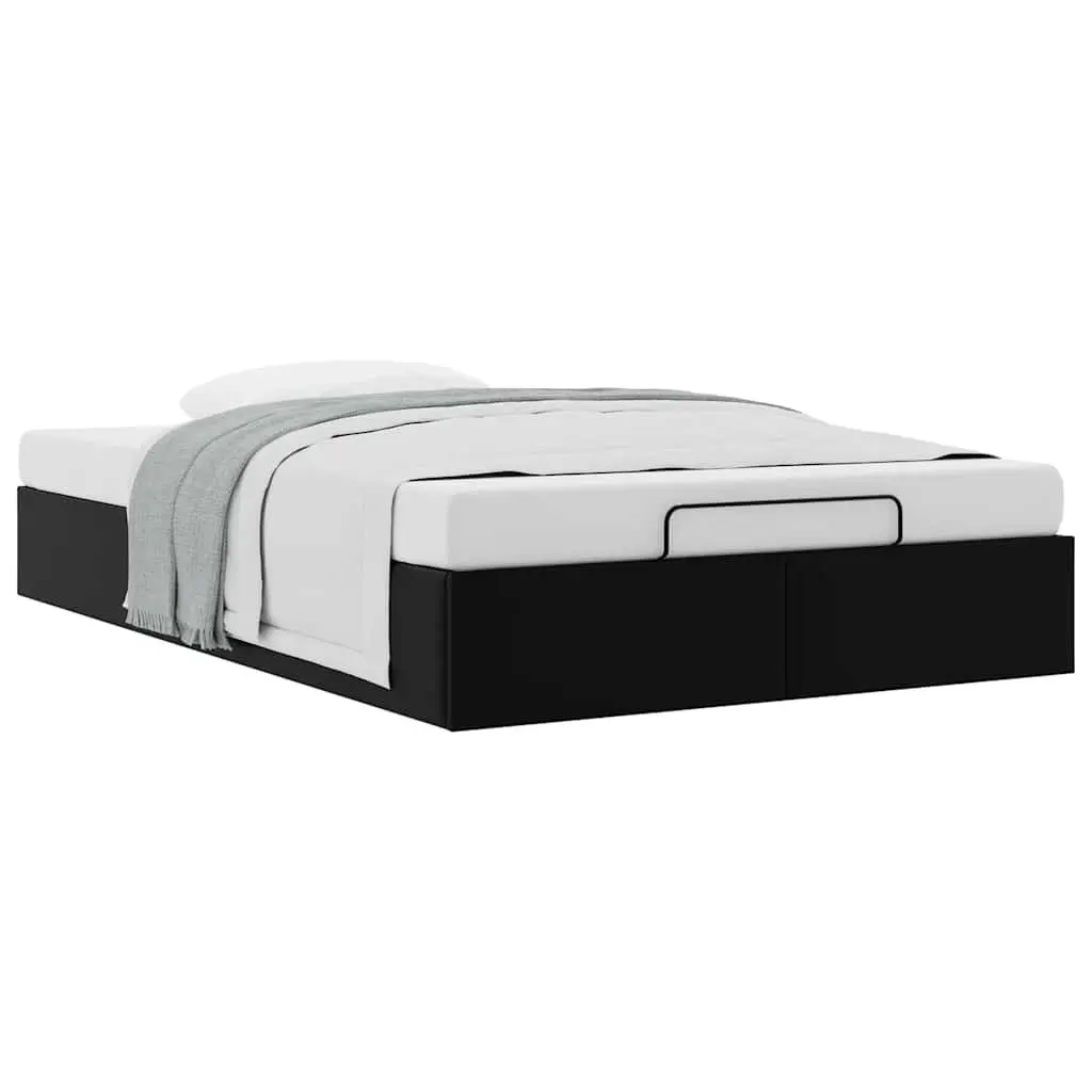 Ottoman Storage Bed Frame Faux Leather King Single Black