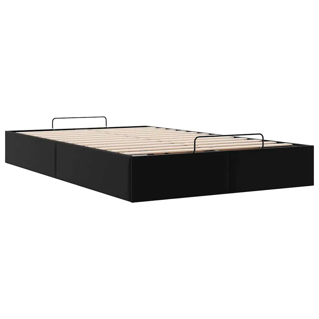 Ottoman Storage Bed Frame Faux Leather King Single Black
