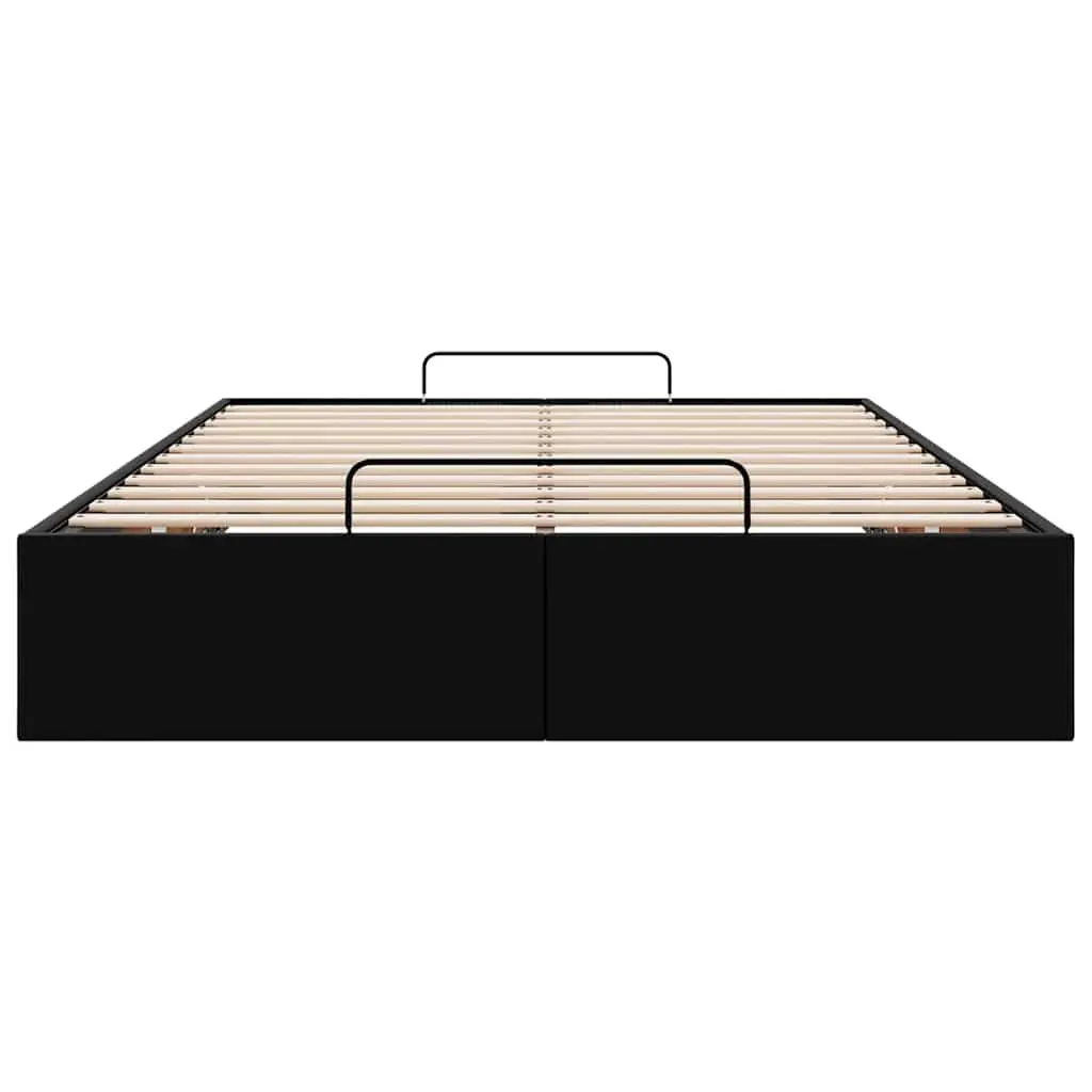 Ottoman Storage Bed Frame Faux Leather King Single Black