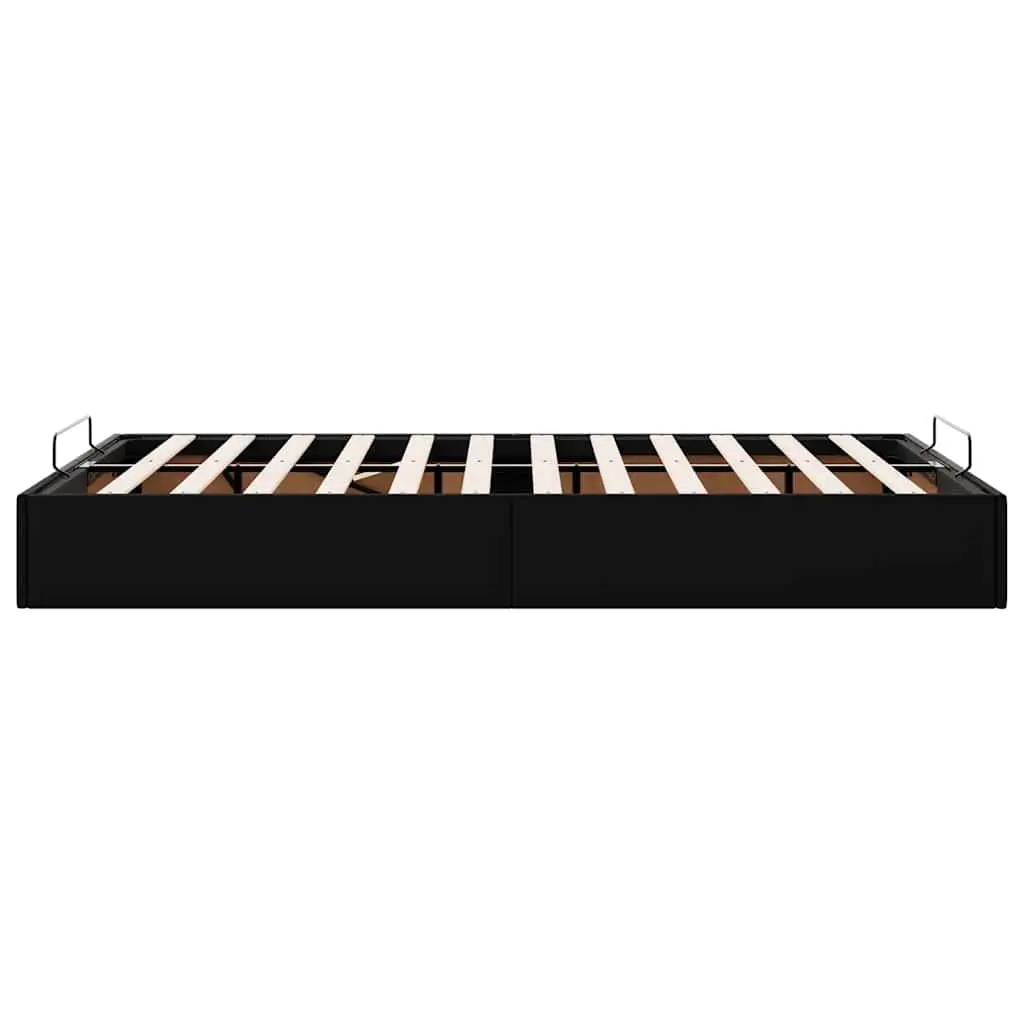 Ottoman Storage Bed Frame Faux Leather King Single Black