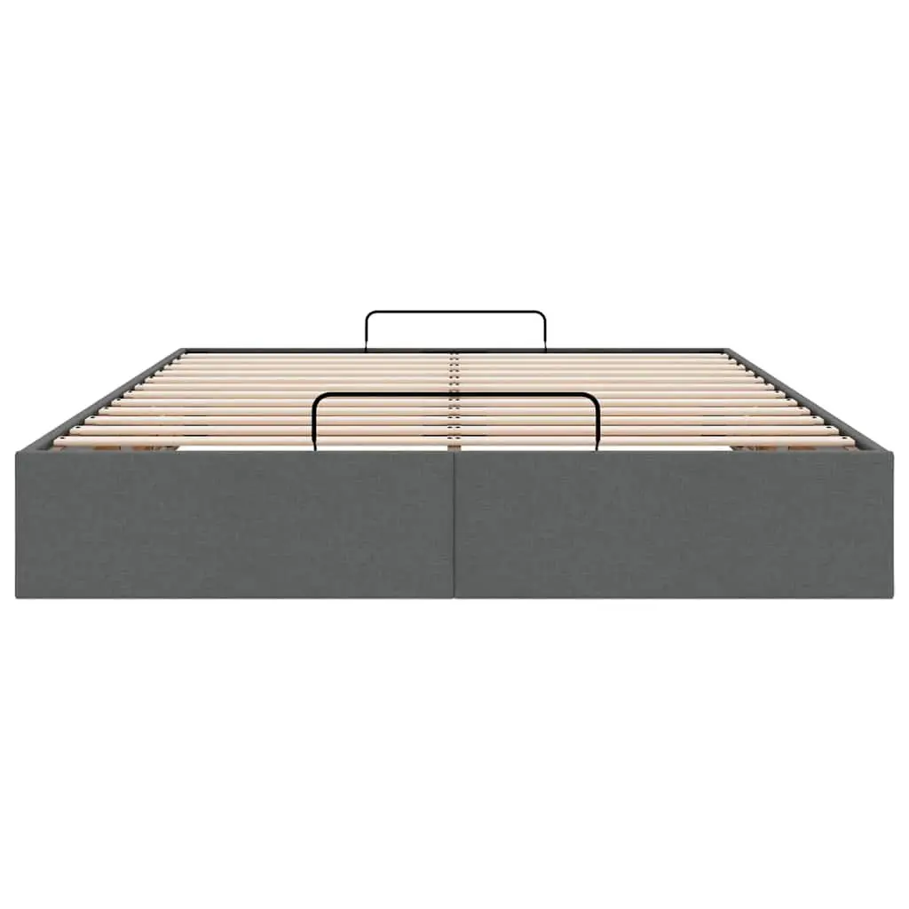 Ottoman Storage Bed Frame Polyester Fabric Queen Grey Lift-Up Base