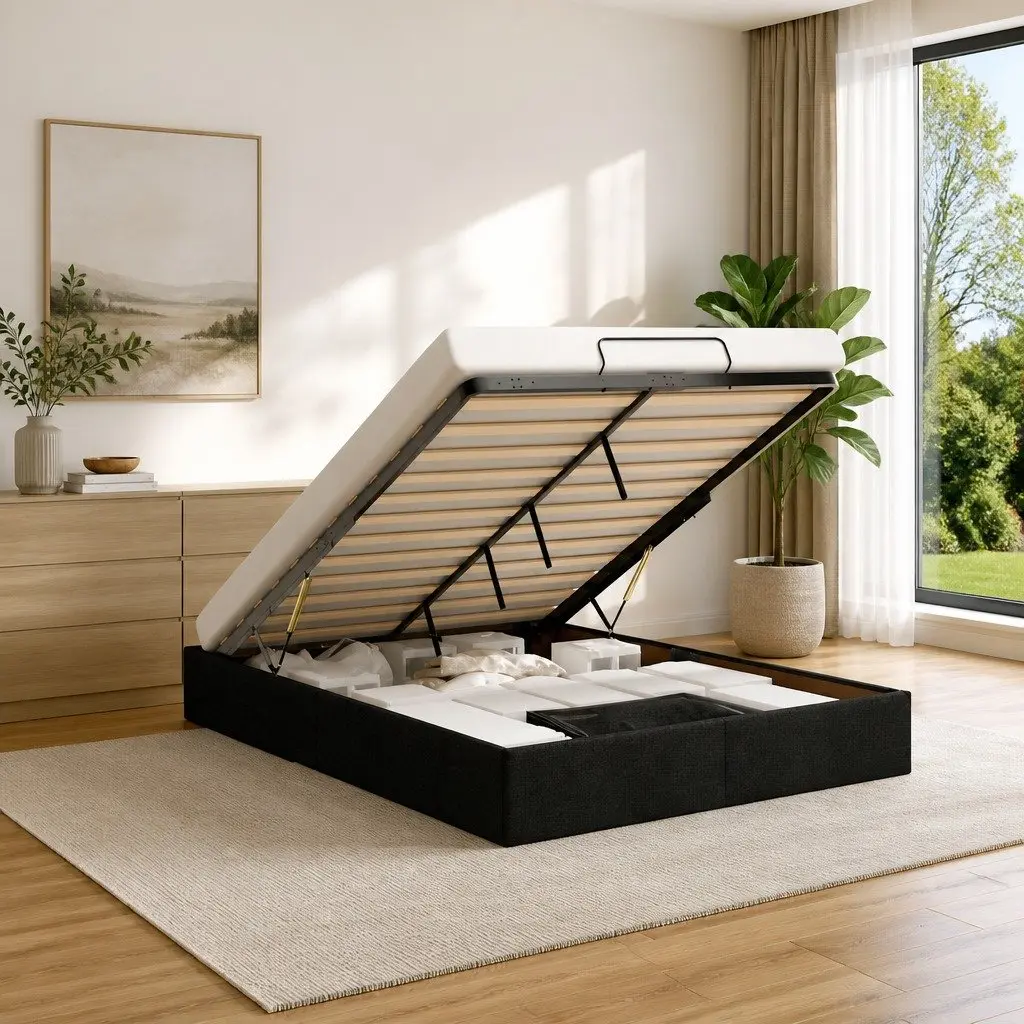 Queen Ottoman Bed Frame with Under-Bed Storage