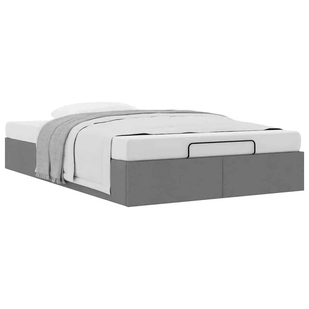 Grey Fabric Ottoman Storage Bed Frame King Single