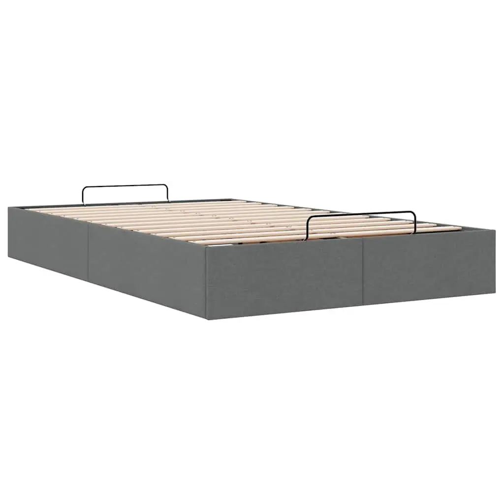 Grey Fabric Ottoman Storage Bed Frame King Single