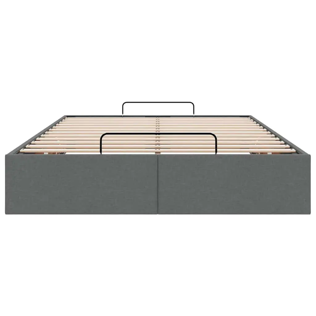Grey Fabric Ottoman Storage Bed Frame King Single