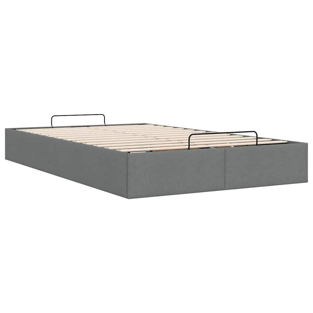 Grey Fabric Ottoman Storage Bed Frame King Single