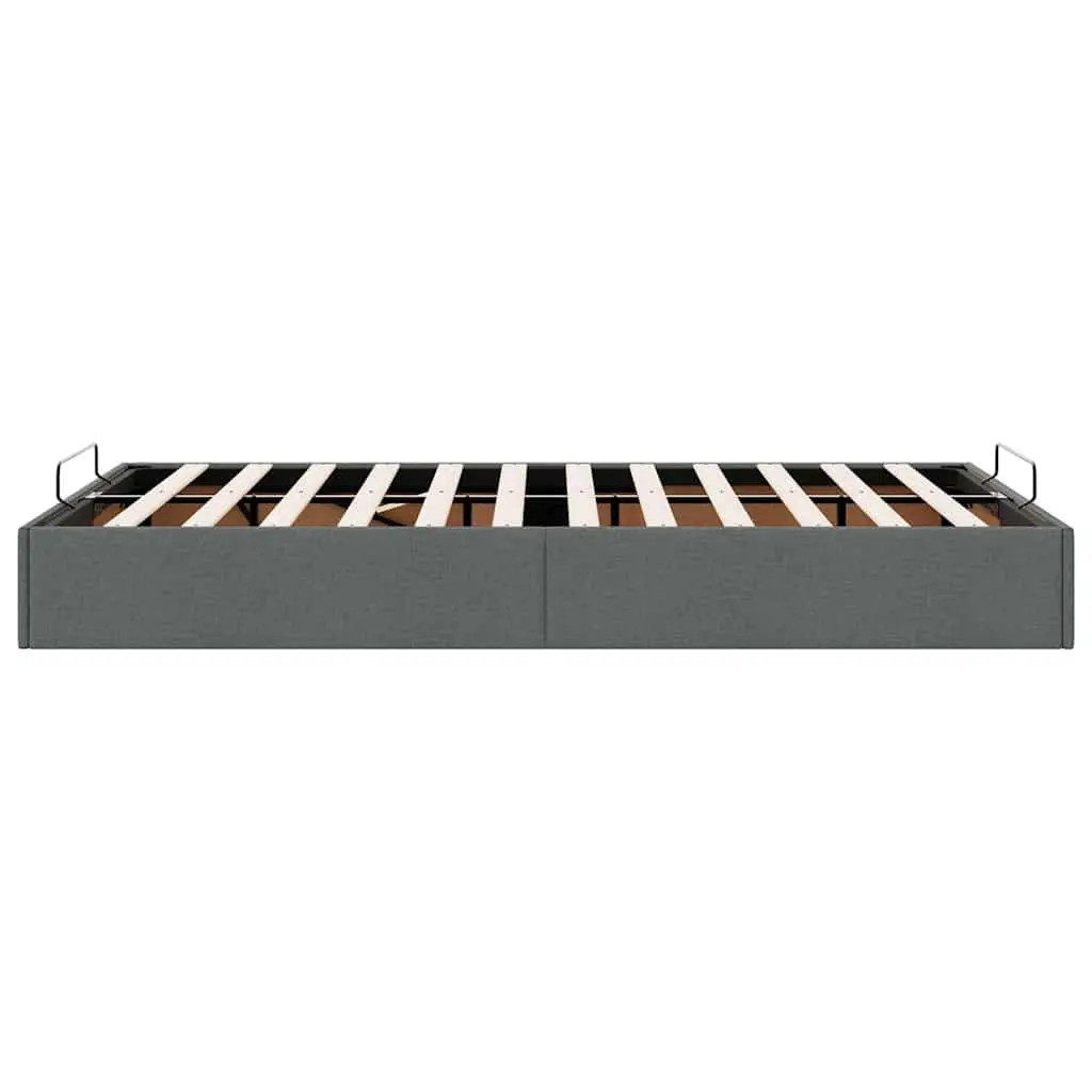 Grey Fabric Ottoman Storage Bed Frame King Single