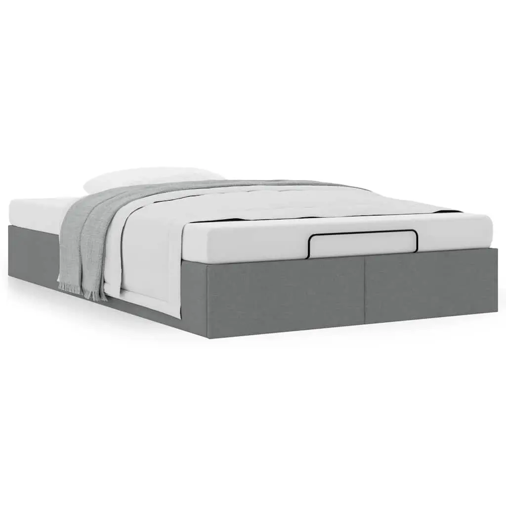 Grey Fabric Ottoman Storage Bed Frame King Single