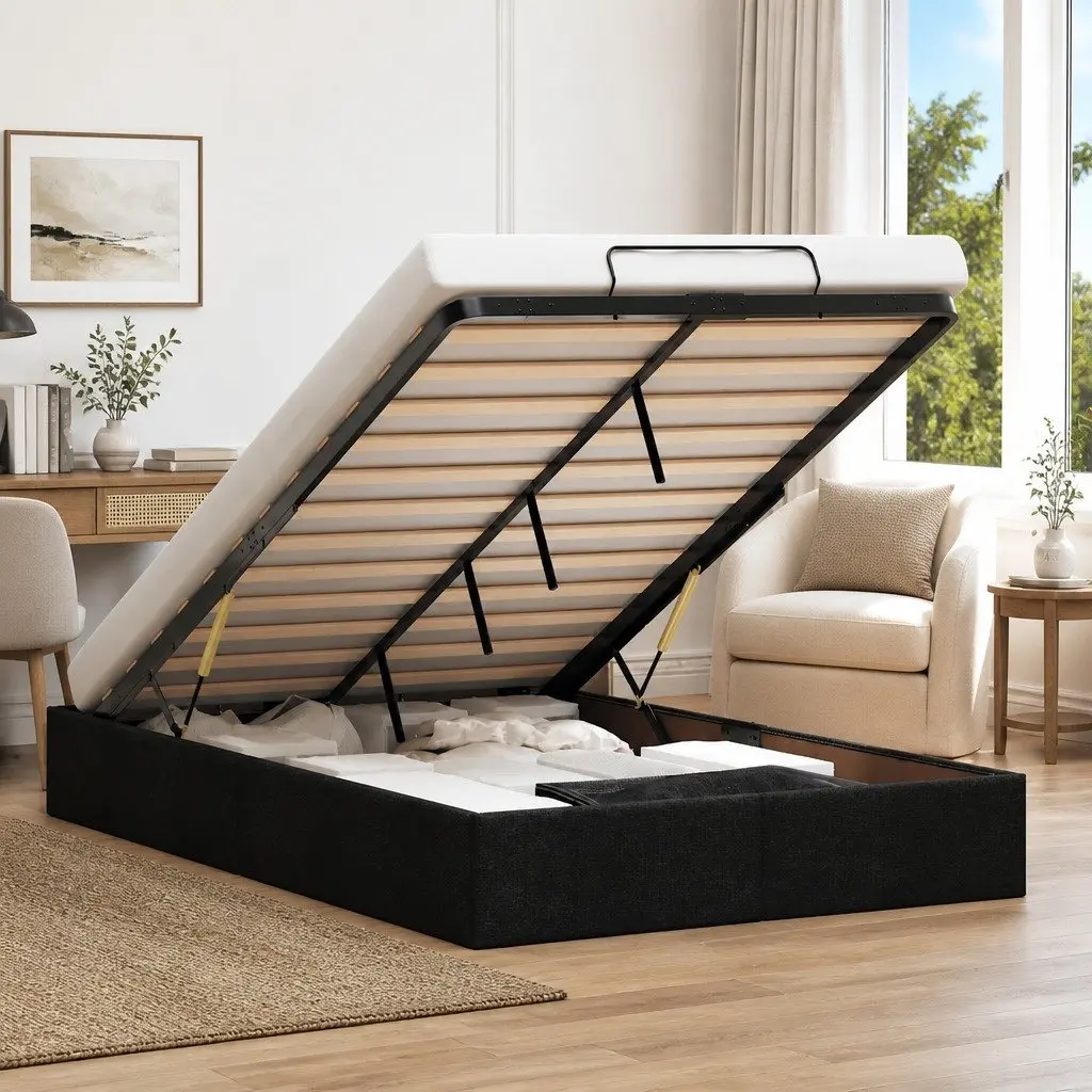 King Single Ottoman Storage Bed Frame with Lift-Up Base