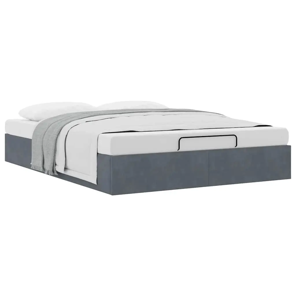 Grey Velvet Double Ottoman Bed Frame with Lift