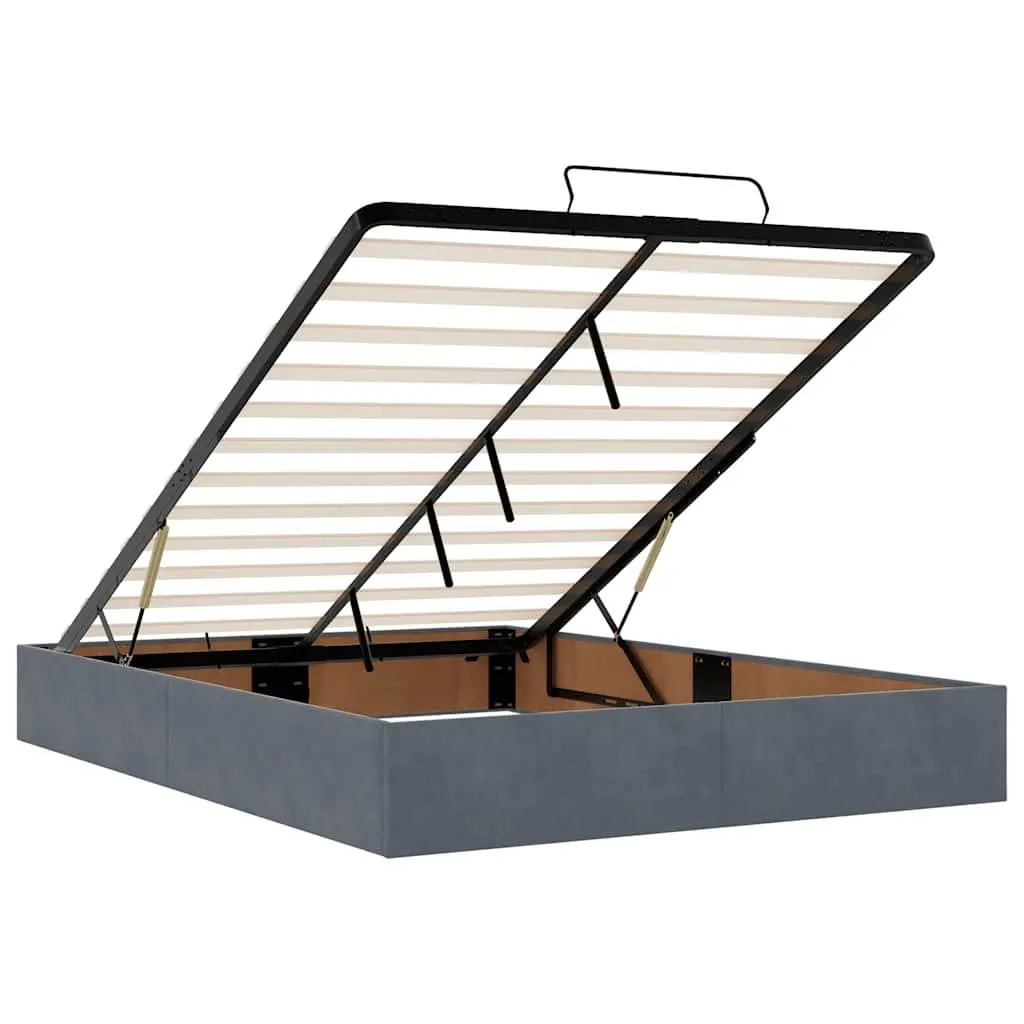 Grey Velvet Double Ottoman Bed Frame with Lift