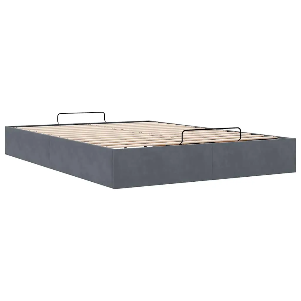 Grey Velvet Double Ottoman Bed Frame with Lift