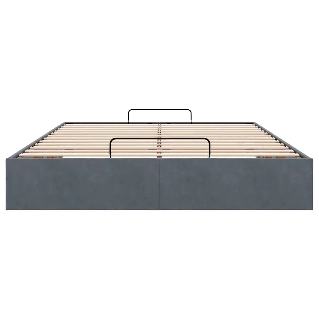 Grey Velvet Double Ottoman Bed Frame with Lift