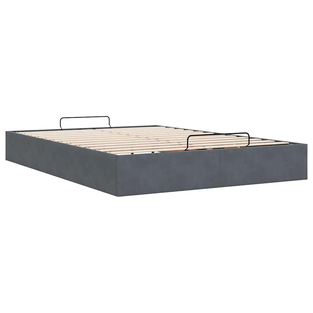 Grey Velvet Double Ottoman Bed Frame with Lift