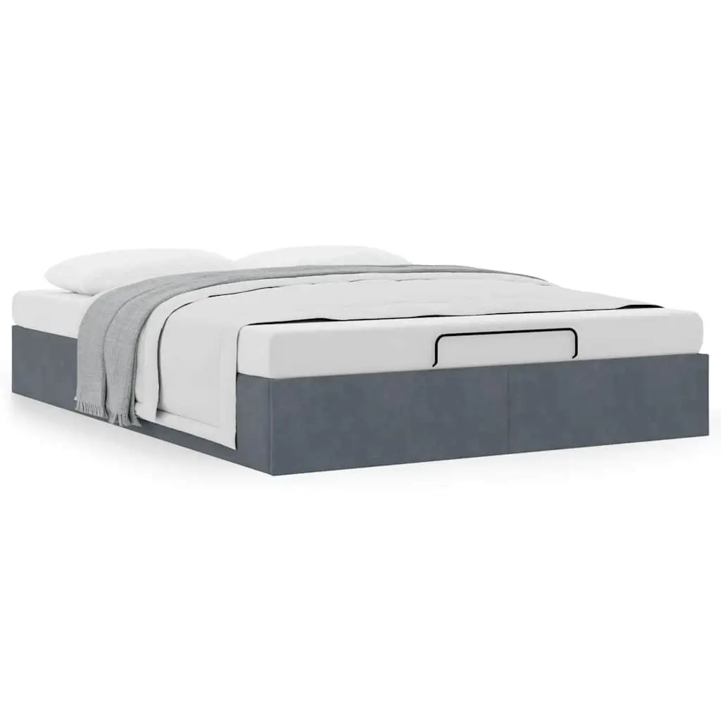 Grey Velvet Double Ottoman Bed Frame with Lift