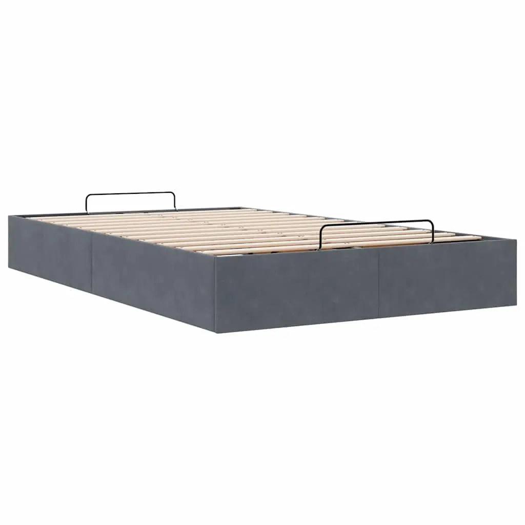 King Single Velvet Grey Ottoman Bed Frame with Storage