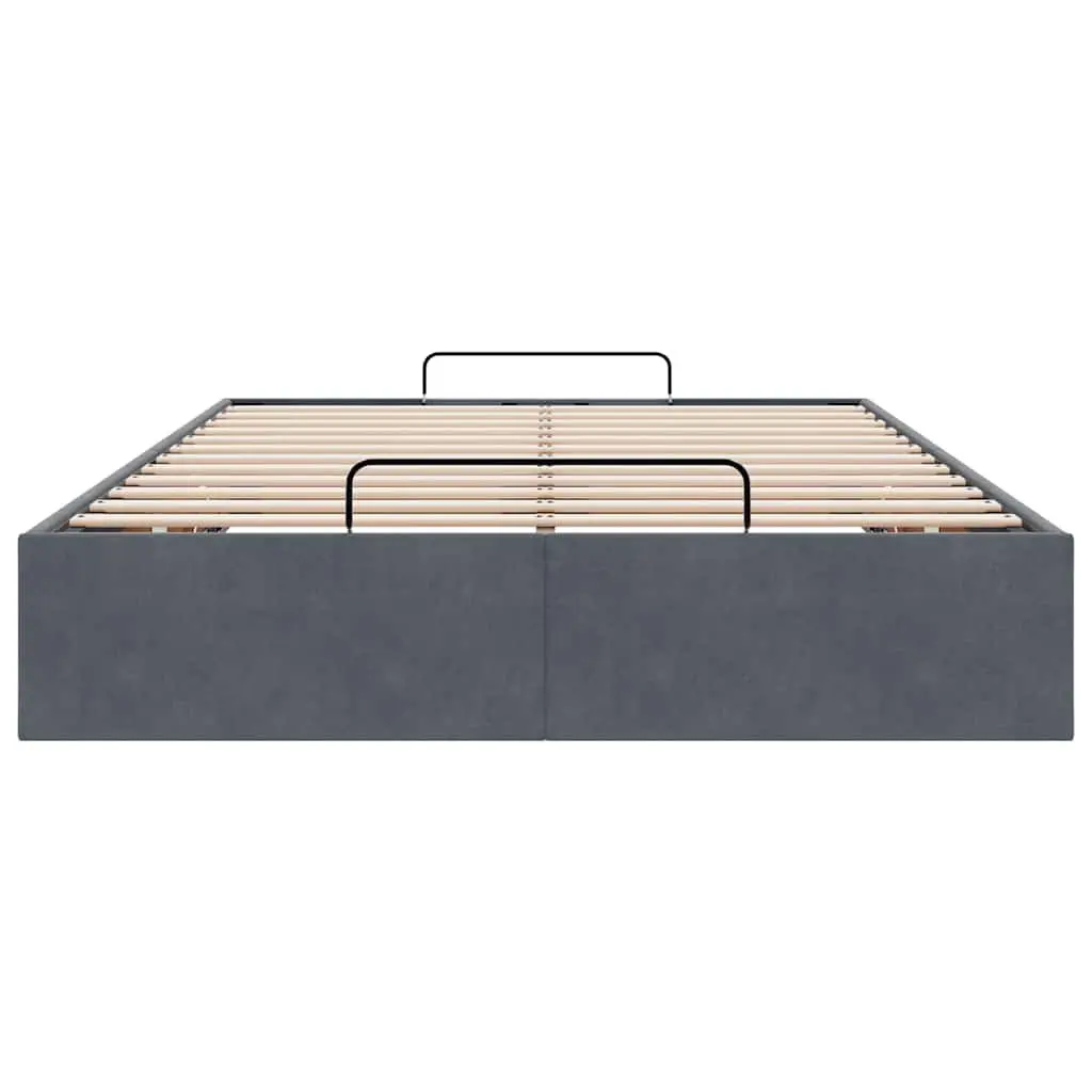 King Single Velvet Grey Ottoman Bed Frame with Storage
