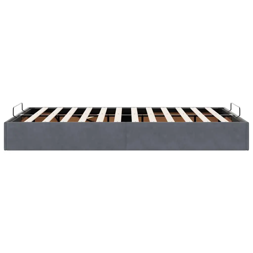 King Single Velvet Grey Ottoman Bed Frame with Storage