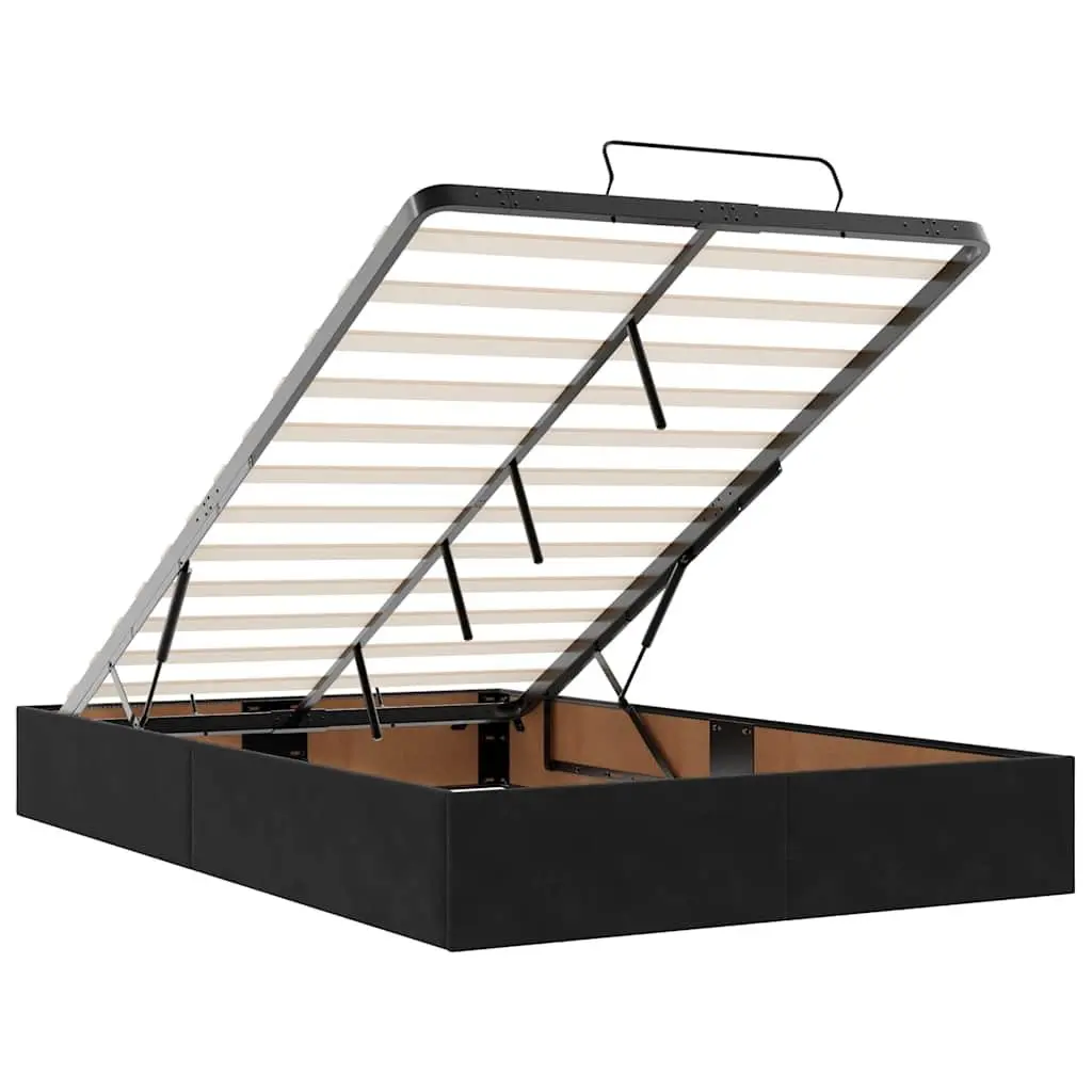 Black Velvet King Single Ottoman Storage Bed Frame