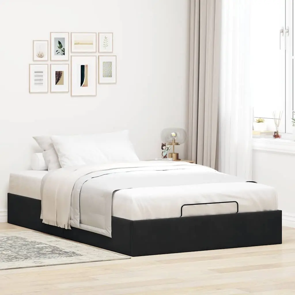 Black Velvet King Single Ottoman Storage Bed Frame