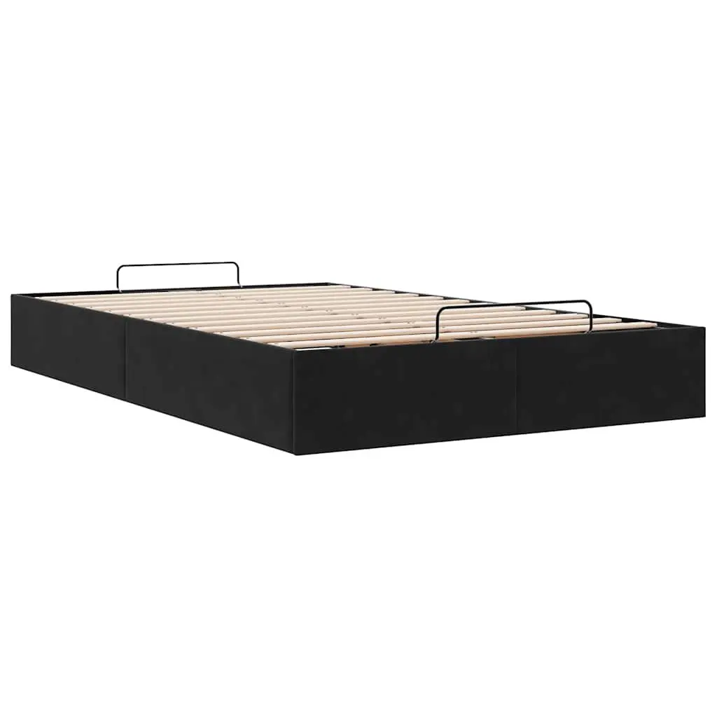 Black Velvet King Single Ottoman Storage Bed Frame
