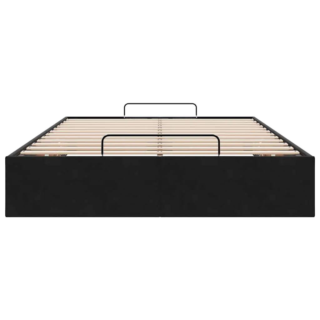 Black Velvet King Single Ottoman Storage Bed Frame