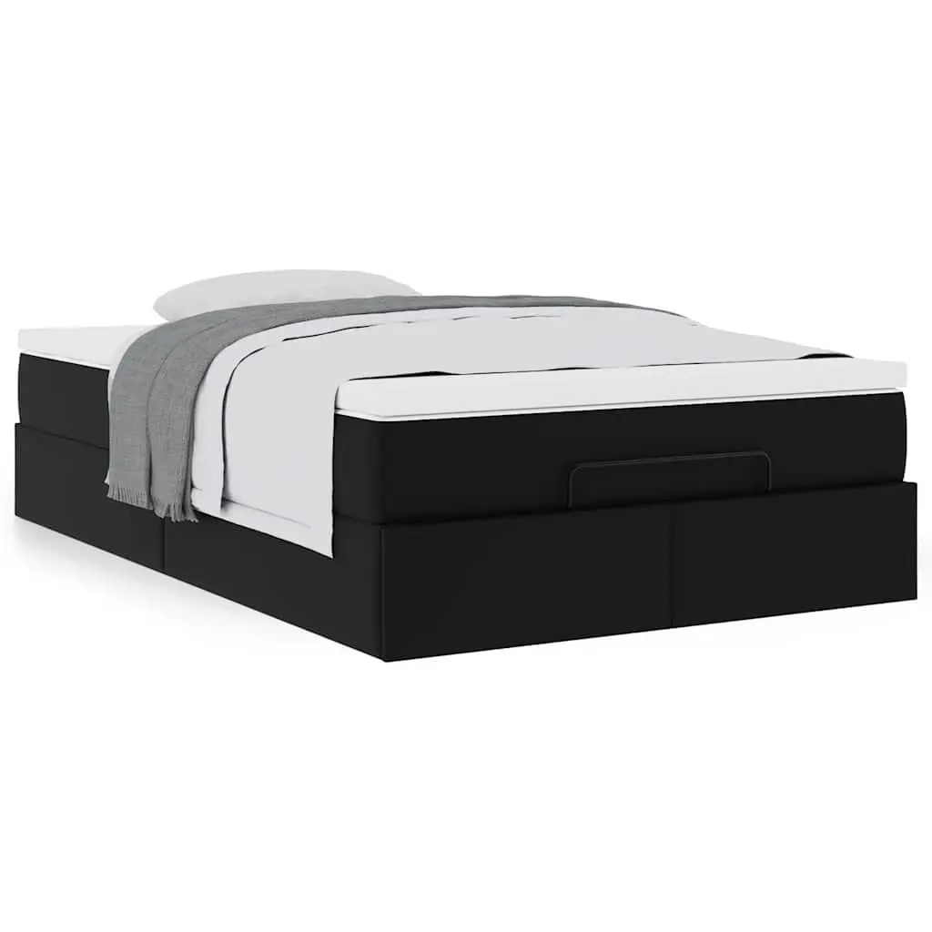 Super Single Ottoman Storage Bed in Black Faux Leather